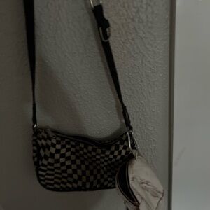 Chic Black and White Checkered Crossbody Bag